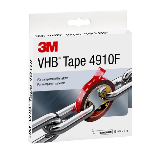 3M 4910 Dubbelzijdig VHB tape 1.0mm x 25mm x 33 meter Transparant