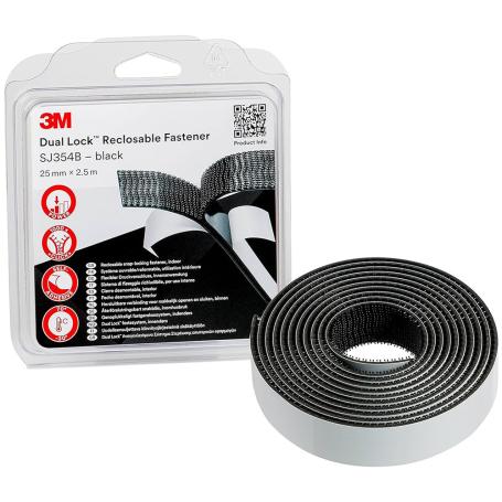 3M SJ354B Dual Lock voor binnen 25mm x 2.5 meter Zwart