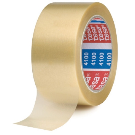 tesa 4100 PVC verpakkingstape met lijnenstructuur (65µm) 50mm x 66 meter Transparant