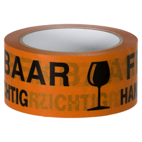 4251 PVC verpakkingstape bedrukt FRAGILE (37/59µ) 50mm x 66 meter Oranje