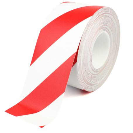 4611L PVC vloermarkeringstape extra sterk 100mm x 30m met liner Rood-wit