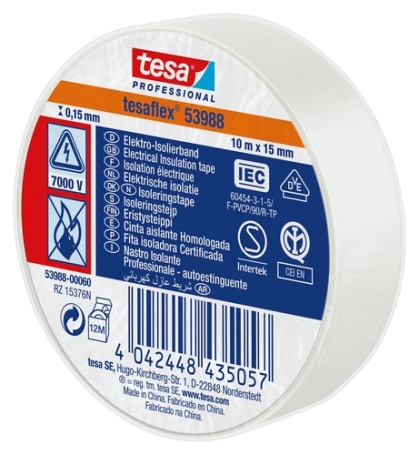 tesa 53988 PVC isolatietape (0.15mm) 15mm x 10 meter Wit