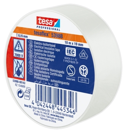 tesa 53988 PVC isolatietape (0.15mm) 19mm x 10 meter Wit