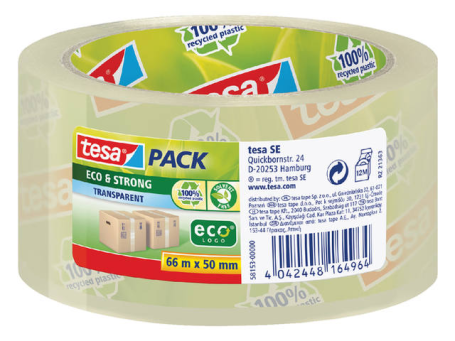 tesa 58153 PP verpakkingstape Eco & Strong 50mm x 66 meter Transparant