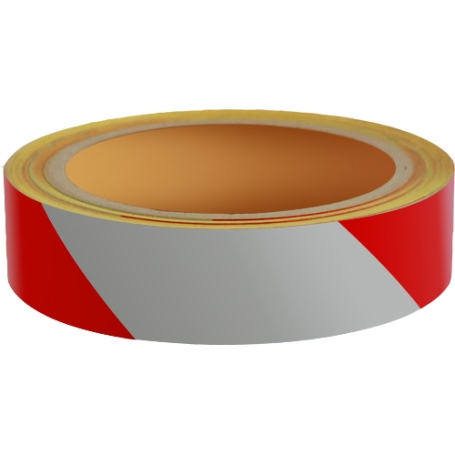5850 Reflecterende tape economic 25mm x 5 meter Rood-Wit Links