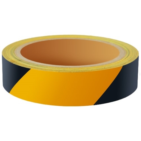 5850 Reflecterende tape economic 25mm x 10 meter Zwart-Geel Rechts