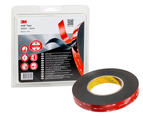 3M 5952 Dubbelzijdig VHB tape 1.1mm x 19mm x 11 meter Zwart