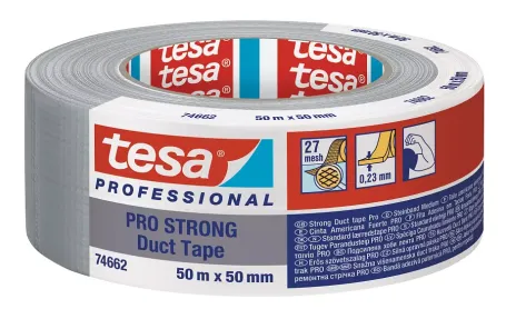 Tesa PRO 74662 Duct tape STRONG (27 Mesh) 50mm x 50 meter Grijs