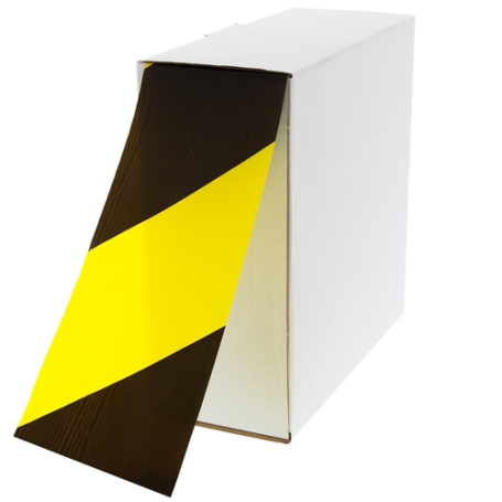 9931 Afzetlint PE ECO 75mm x 500 meter Zwart-Geel