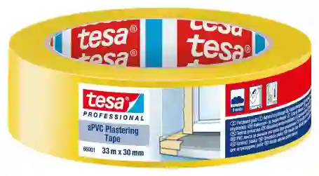 tesa 66001 sPVC multifunctionele bouwtape 30mm x 33 meter Geel