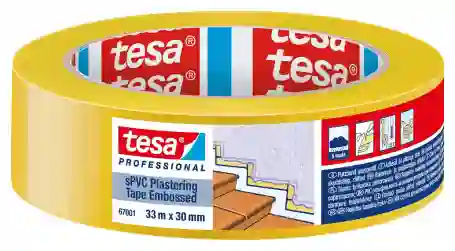 tesa 67001 Geribbeld PVC bouwtape 30mm x 33 meter Geel