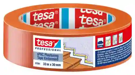 tesa 67001 Geribbeld PVC bouwtape 30mm x 33 meter Oranje