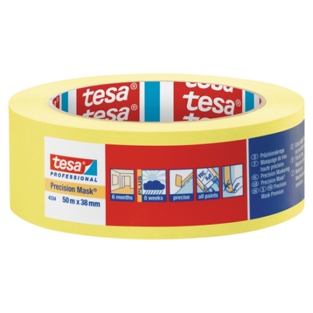 tesa 4334 Afplaktape papier hoogwaardig Geel 38mm x 50 meter