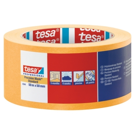 tesa 4344 Afplaktape papier hoogwaardig Oranje 50mm x 50 meter