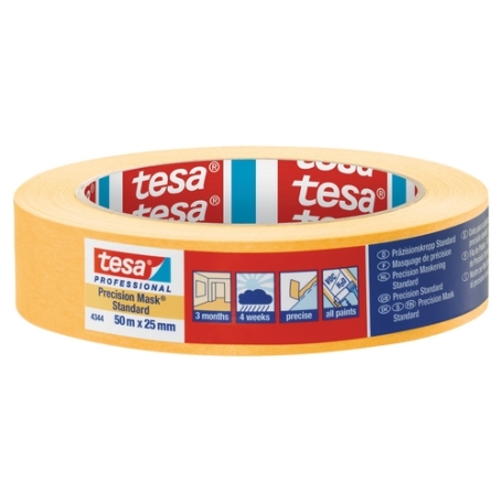 tesa 4344 Afplaktape papier hoogwaardig Oranje 25mm x 50 meter