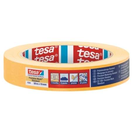 tesa 4344 Afplaktape papier hoogwaardig Oranje 19mm x 50 meter