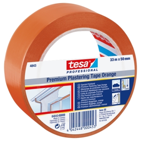 tesa 4843 PVC multifunctionele bouwtape 50mm x 33 meter Oranje