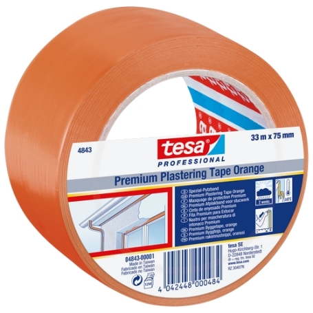 tesa 4843 PVC multifunctionele bouwtape 75mm x 33 meter Oranje