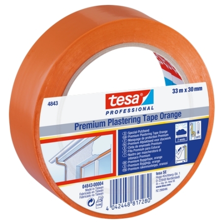tesa 4843 PVC multifunctionele bouwtape 30mm x 33 meter Oranje