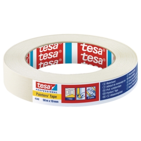 tesa 4348 Afplaktape papier binnenschilderwerk 19mm x 50 meter
