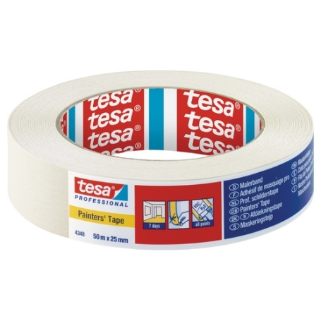tesa 4348 Afplaktape papier binnenschilderwerk 25mm x 50 meter